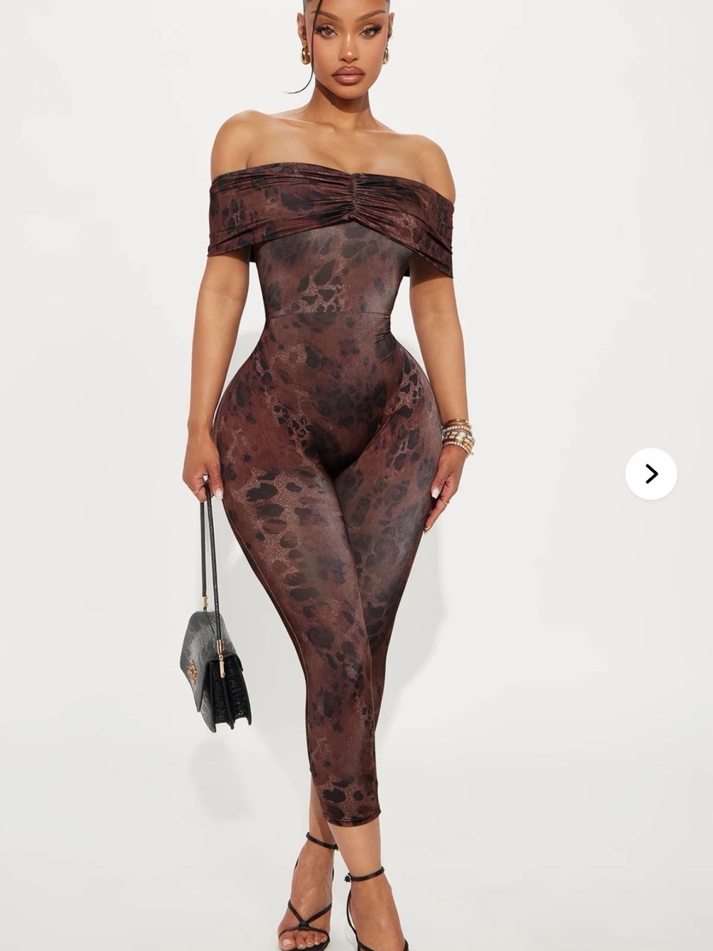 Off-Shoulder Brown Leopard Print Jumpsuit
